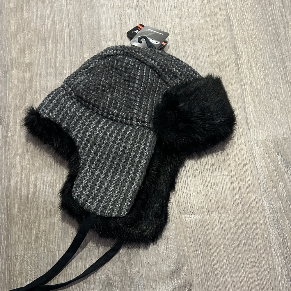 GK Black and Gray Kids Earflap Hat